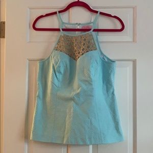 Lilly Pulitzer blue and gold Larina tank